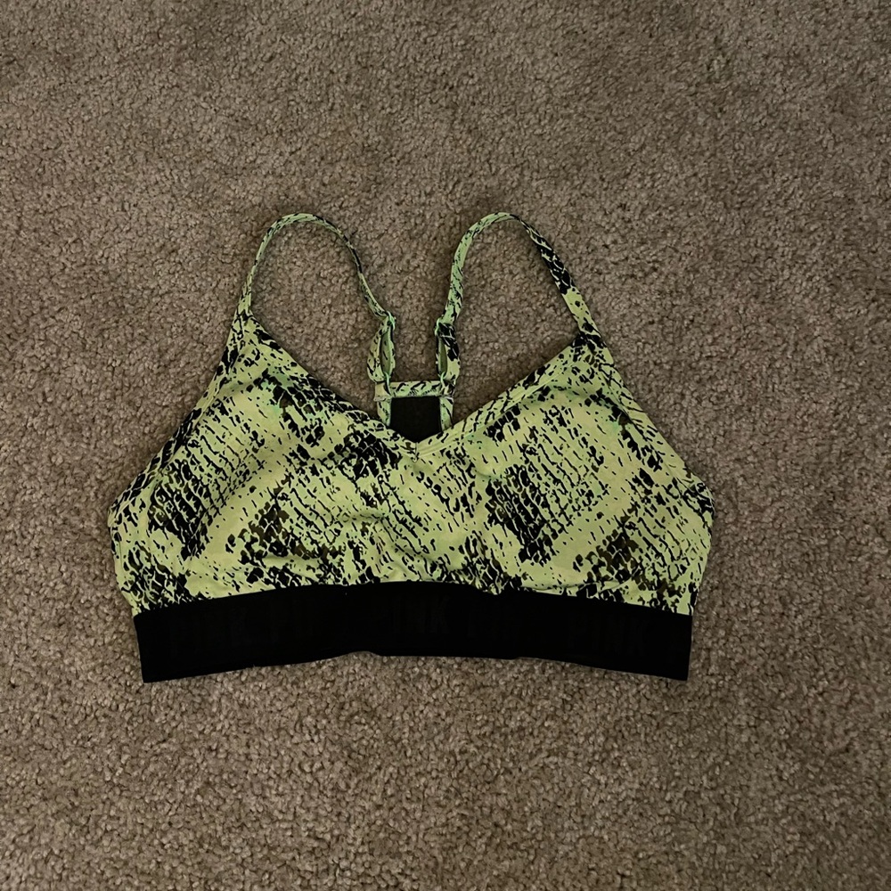 Highlighter yellow snakeskin sports bra